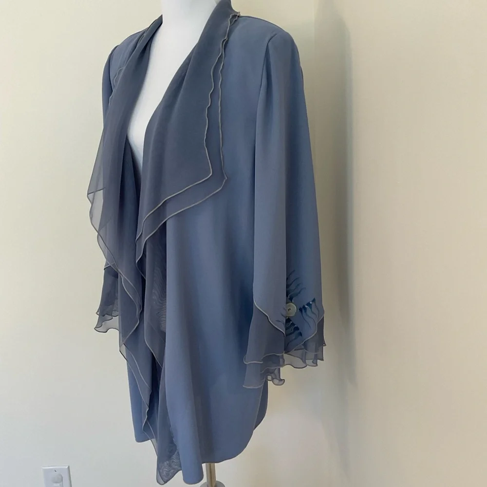 Vintage Ela Designe Elegant Blue Women's Cardigan Jacket - Picture 4 of 8